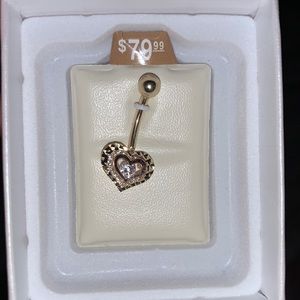 14kt gold heart belly ring